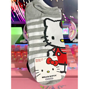Hello Kitty No Show Socks Red Gray Black Stripe Color Block 2024 Sanrio 5 Pack